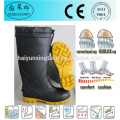 Black-Yellow Color Safety Gumboots/Cheap Steel Toe Work Boots